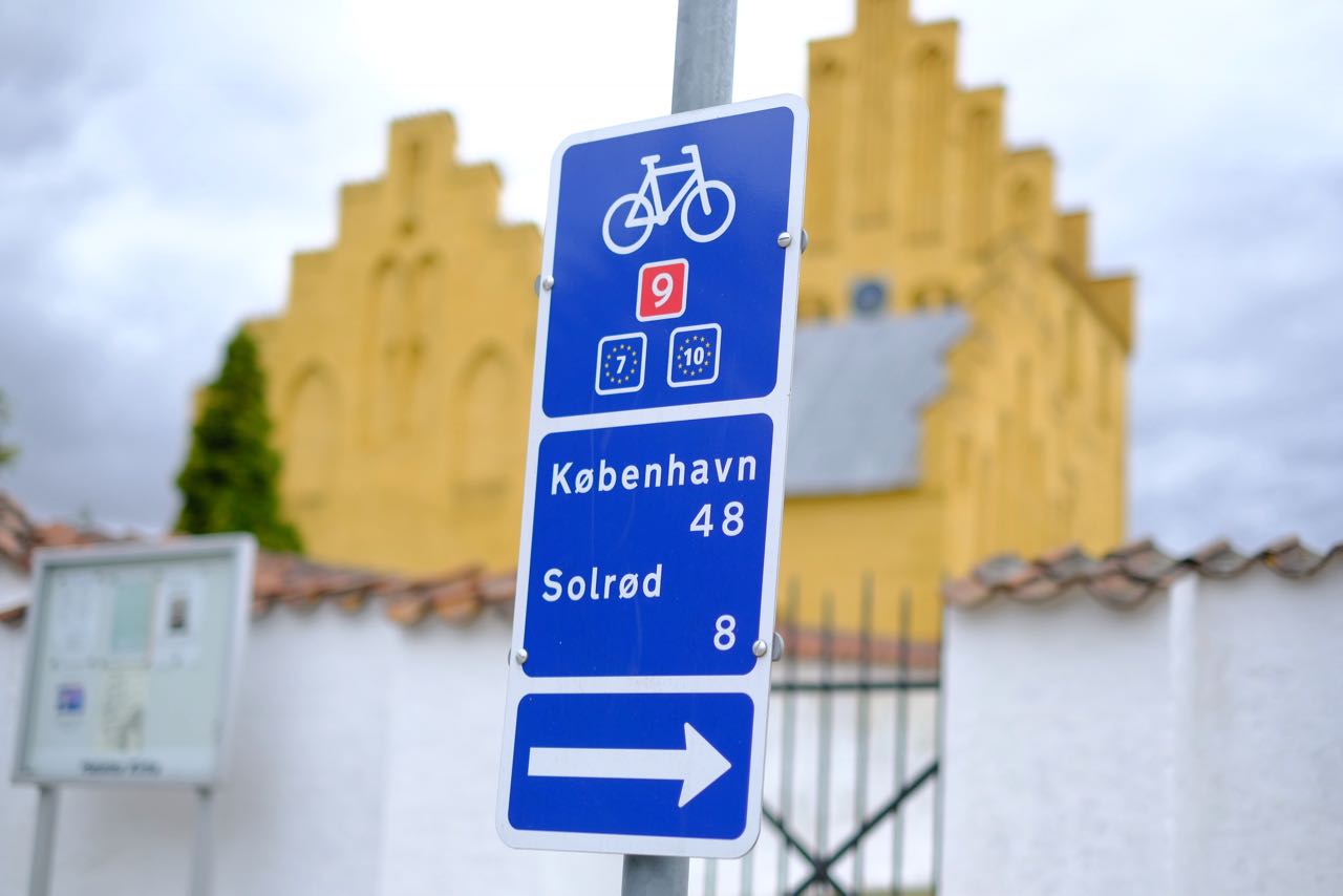 Entfernungsangabe auf dem Radfernweg Berlin-Kopenhagen